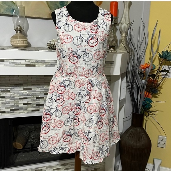 Tulip B Novelty bicycle print dress M - Picture 1 of 12